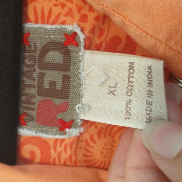 Vintage red orange pearl snap button down western shirt - Picture 3 of 5